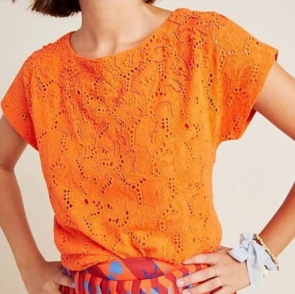 Anthro Maeve Karine orange beaded blouse size 12